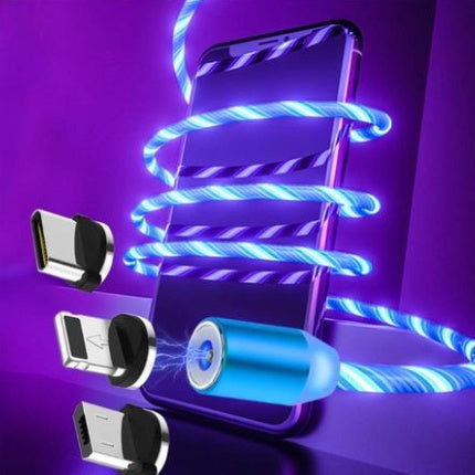 Compatible with Apple, Flowing Light Magnetic Streamer Data Line Cable for Iphone Android Type c