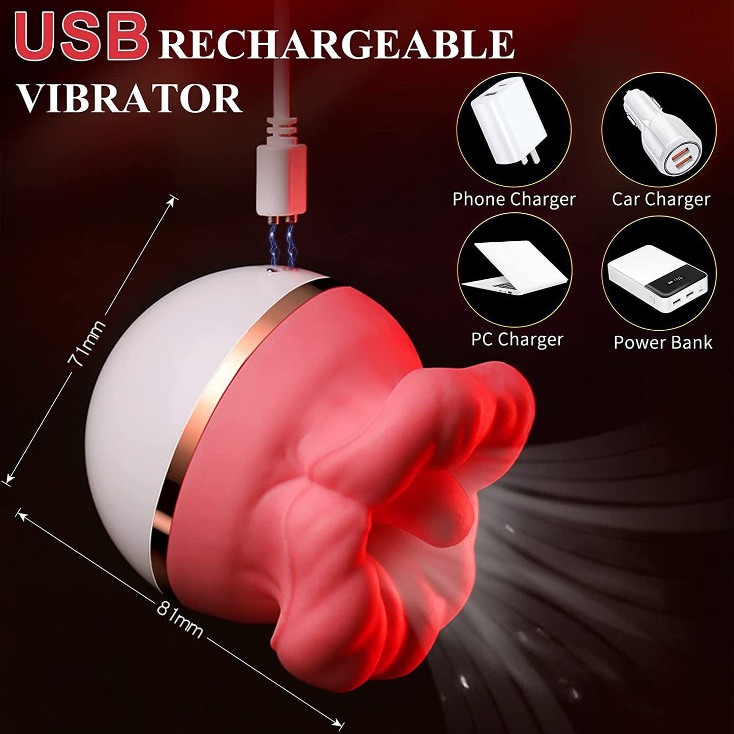 Rose Sex Toys Vibrator For Women - Adult Toys With 10 Vibrating & 10 Tongue Licking Modes, Nipple Toys Clitoral Vibrator G-Spot Vibrators, Adult Sex Toys